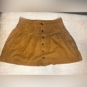 American Eagle AE Cottagecore Brown Tan Corduroy Button-Up Mini Skirt Size 2